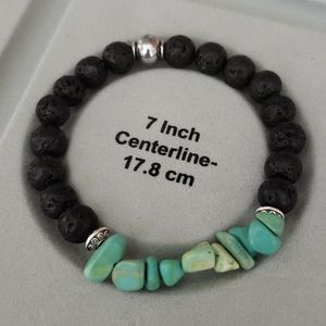 Handcrafted Lava Stone w/ Howlite Chip Bracelet 7"